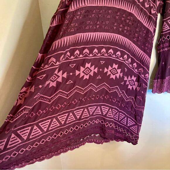 NEW Johnny Was Avery Dress Aztec Embroidered Eyelet Slip Merlot Burgundy Size XL - Picture 10 of 16
